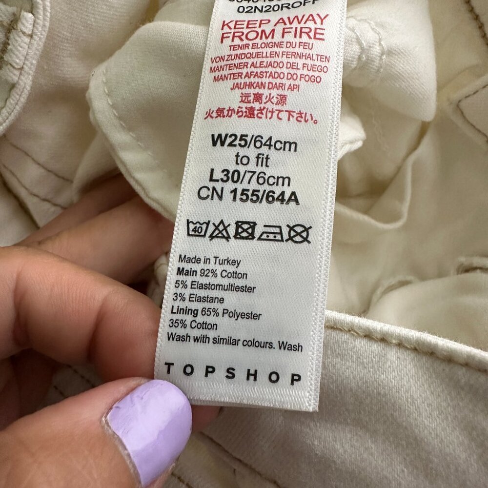 2/$30 Topshop Jamie High Rise Skinny White Ankle Cropped W25 #9313 - Picture 10 of 12